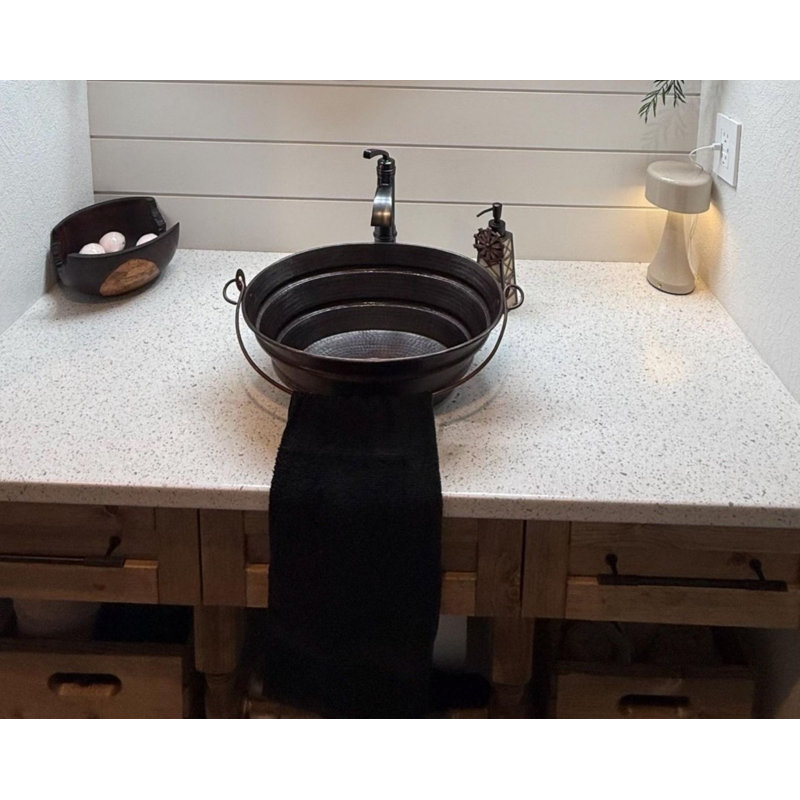 Lavabo de salle de bain vasque ovale en cuivre 16 "style BUCKET 