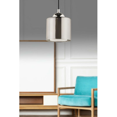Modern Chandelier Light Fixture, Grey & Chrome Finish, 12 x 12 x 27-70 inches | Durable Plastic Body, E27 Socket (Max 40W) | Stylish Lighting for Living Room, Dining Room & Entryway | IP20 Rated, Bulb Not Included
