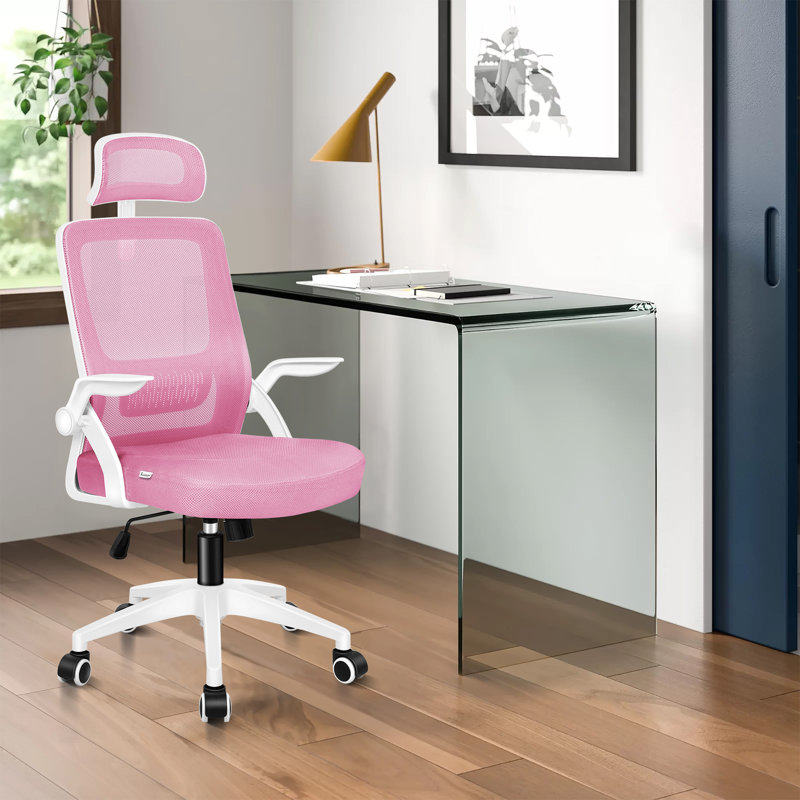 Office Chair with Headrest, Pink