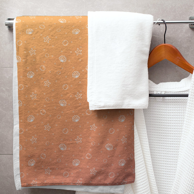 Serviette de bain coquillage, Rose / orange