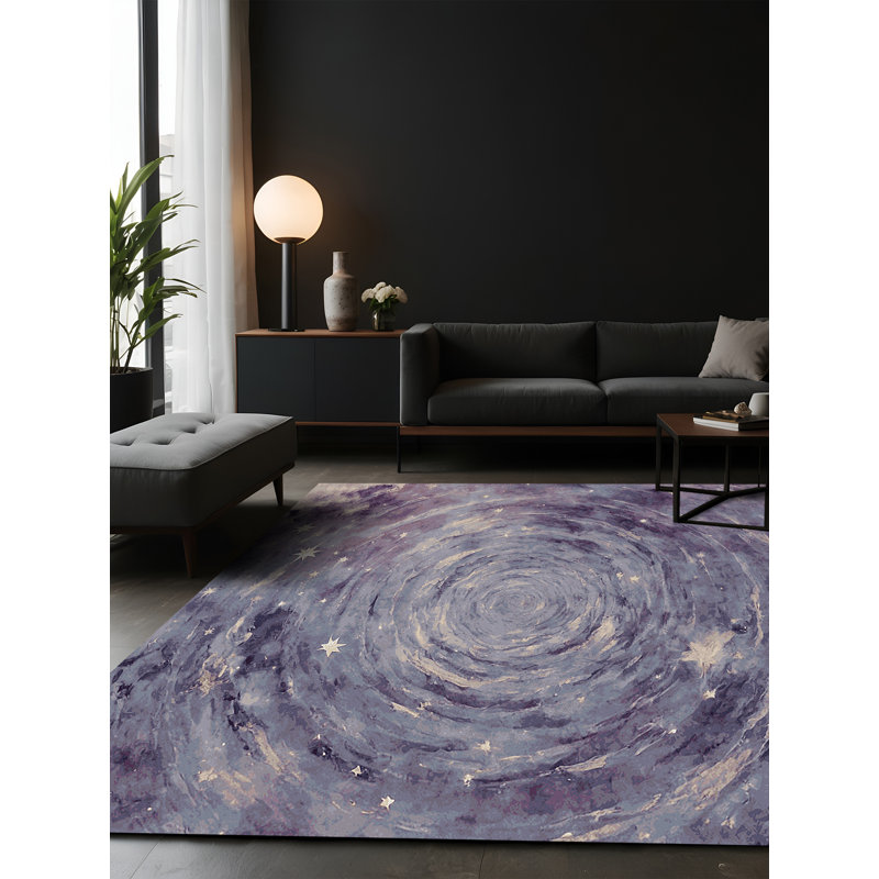 Tapis mauve soyeux et moelleux, Carré 3 pi