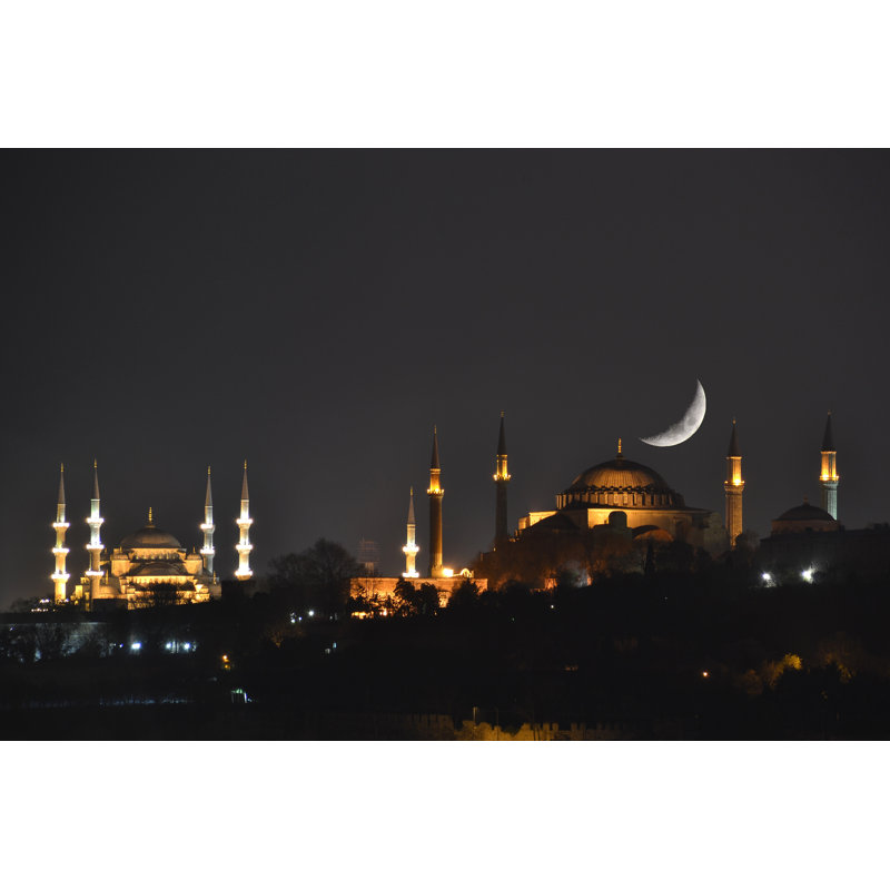 Crescent And Hagia Sophia by Muratekmen - Wrapped Canvas Print, 30cm H x 46cm W