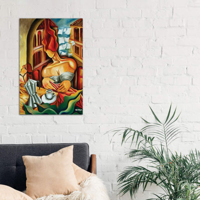 Coffee At The Balcony by Dixie Miguez - Painting on Canvas