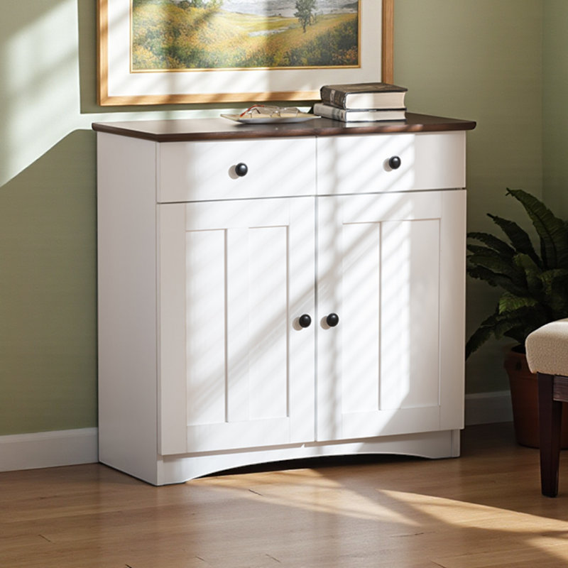 Kaisley 2-Drawers White Painted Engineered Wood Sideboard, 31.09'' H X 13.99'' W X 30.32'' L