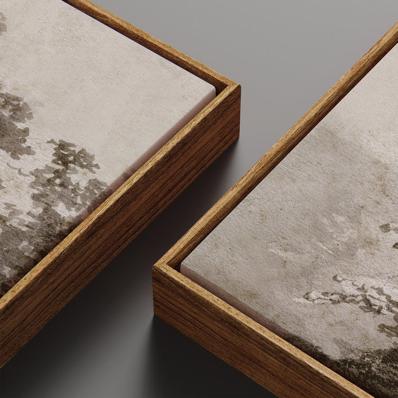 Vintage Floral and Landscape Wall Art - 20x60 inches Framed Canvas Set of 2, Natural