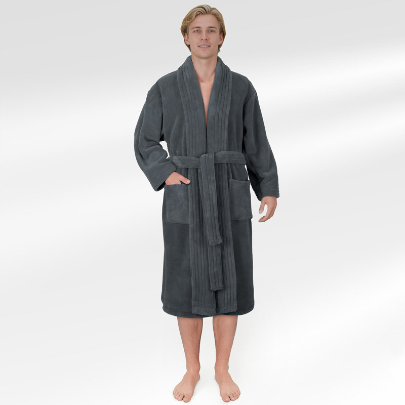 Peignoirs turcs, robes en molleton doux et absorbant doux, Gris, L