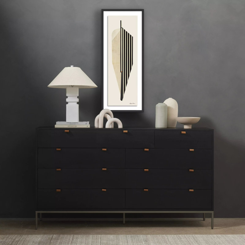 Leaf Print by Alyson Khan, 40" H x 16.5" W, Black Maple Framed
