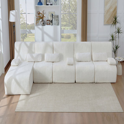 Oversized Sectional Sofa 161.8" Boneless Sofa L-Shaped Sofa Couch Cozy Sofa For Living Room, Beige