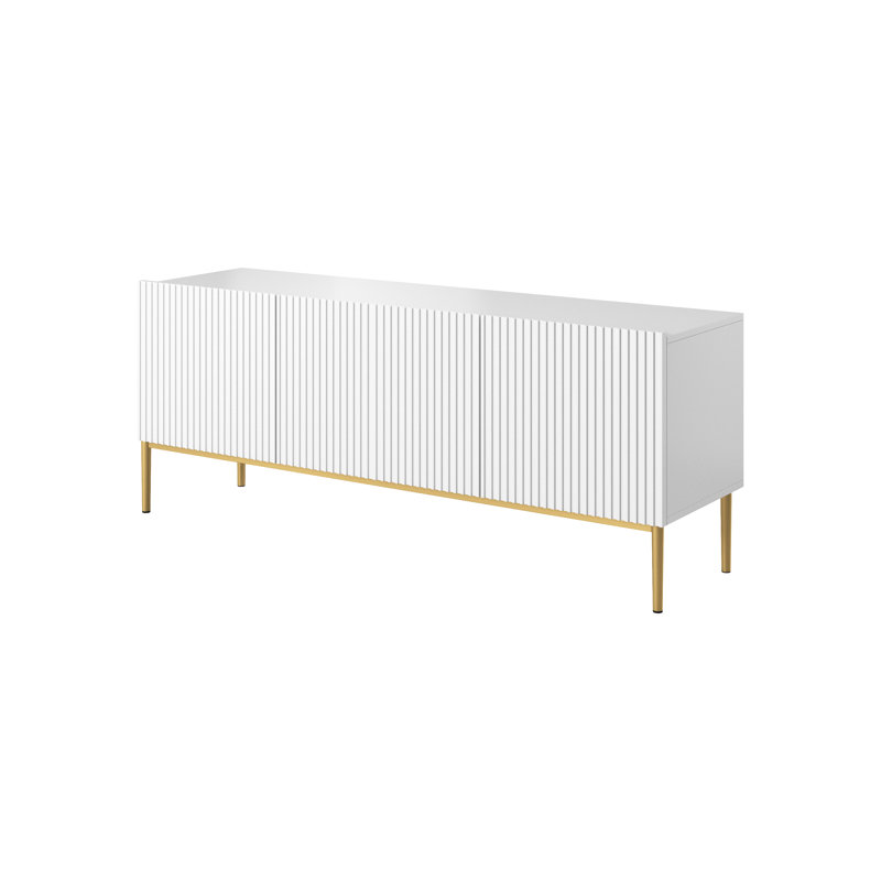Alivya Unfinished TV Stand for TVs up to 55", White/Gold