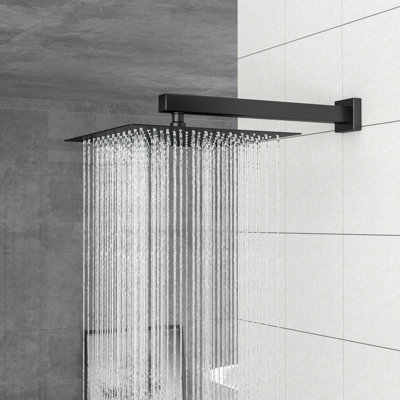 Pomme de douche 12 po à fixation murale 12 po, système noir mat mat, Scald équilibré, douche de pluie ultra mince réglable à 360 °, à main pour une utilisation personnalisée avec valve équilibrée, rotation, facile à
