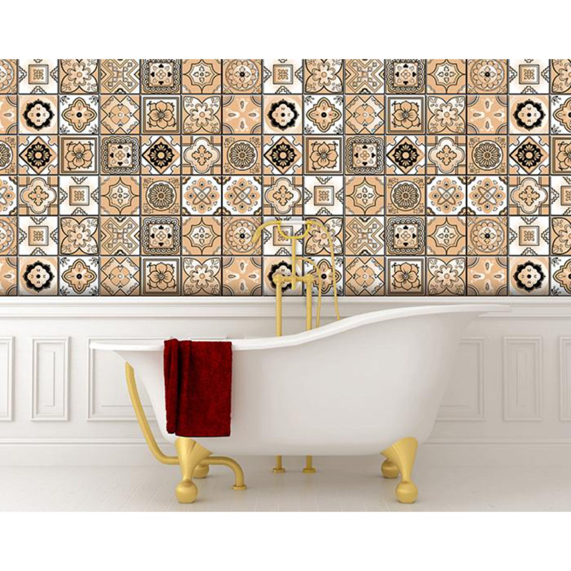 Carreau de mosaïque auto-adhésif en vinyle 5 po x 5 po, Taupe