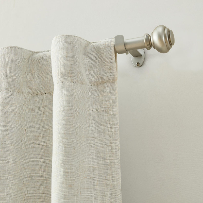 Manor 1” Single Curtain Rod with Rounded Globe Finial Design, Polished Nickel -32"W x 78"L, 32"W x 78"L, Polished Nickel