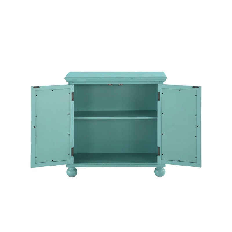 Armoire de rangement classique avec portes miroir, Turquoise
