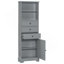 Grande armoire de rangement grise avec 3 tiroirs et tablettes réglables pour salle de bain, bureau, bureau et intérieur, panneau de fibres à densité moyenne avec finition peinte-394989509