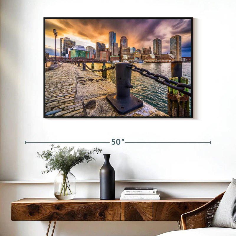Port de Boston, Massachusetts, Cadre flottant noir, 40 po x 27 po
