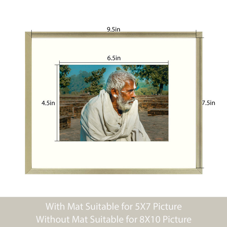 Dawid 8x10 Frame with 5x7 Mat, Aluminum Picture Frame for Wall or Tabletop Display Hokku Designs