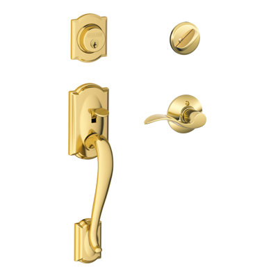 Camelot Handleset with Deadbolt and Accent Door Lever and Rosette