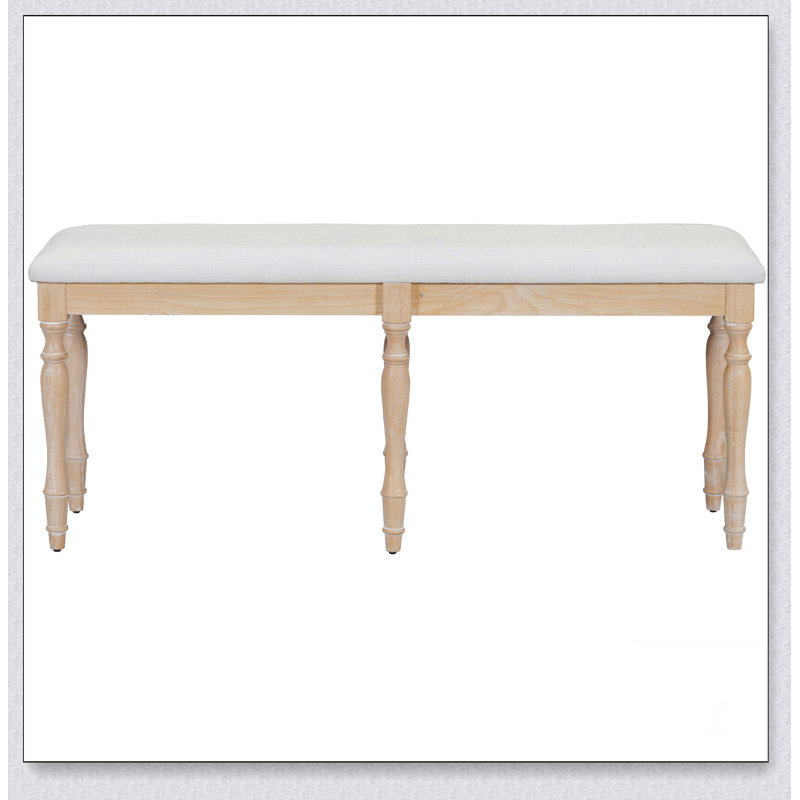 Banc de salle à manger rembourré 50,4 pouces avec 6 pieds en bois massif Vintage
