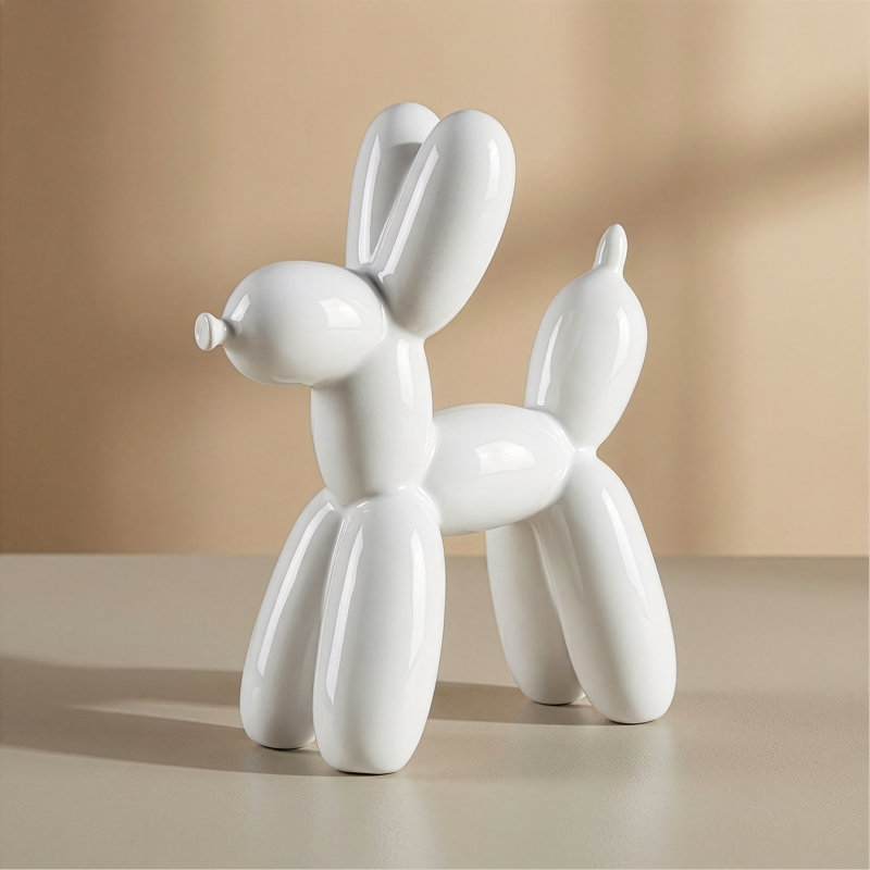 Parker 8" White Ceramic Balloon Dog Sculpture