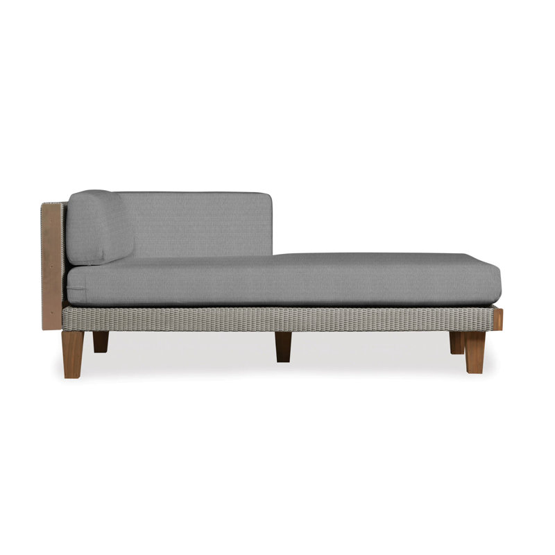 Catalina Outdoor Teak Chaise Lounge, Rollo Linen, Pewter