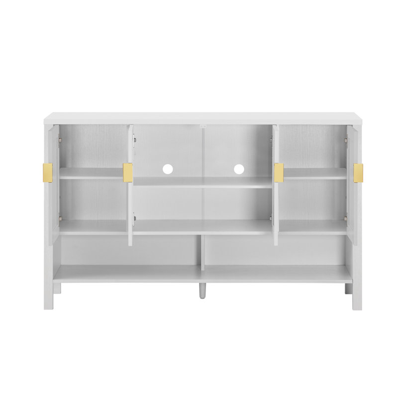 Sideboard With 4-doors, Storage Shelves And Hooks, White