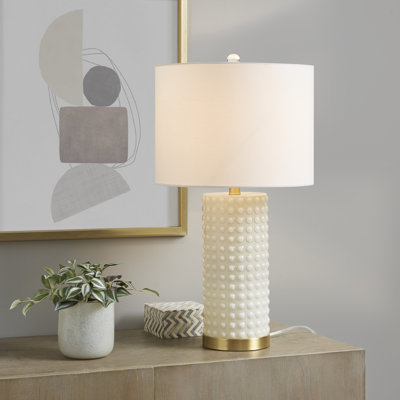Makala Textured Dot Table Lamp with Gold Base