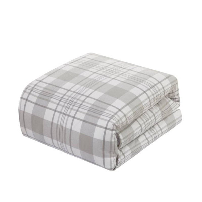 Ensemble d'édredon standard en coton 3 pièces, gris, Édredon double / grand + 2 taies décoratives sta