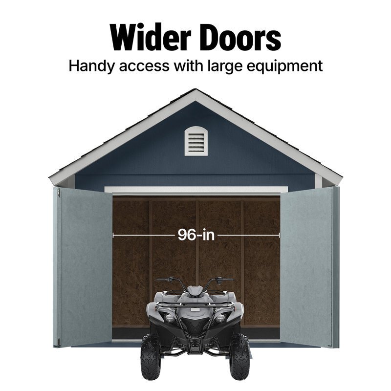 Cedarhill 12' x 20' Blue and White Wood Storage Shed Kit