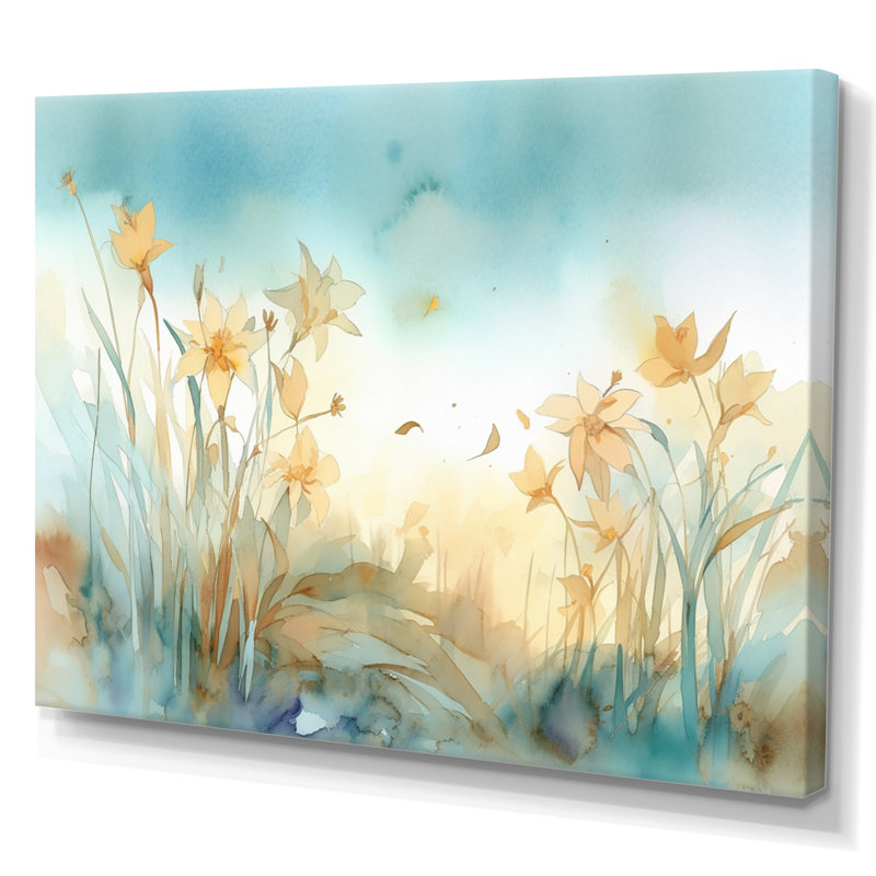 Jahanna Golden Daffodils Elegance III sur toile, H 12 po x l 20 po x P 1 po, Toile tendue