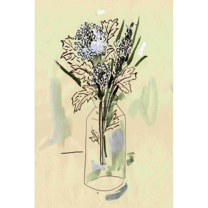 Hortensia dans la bouteille I, H 18 po x l 12 po x P 1,25 po