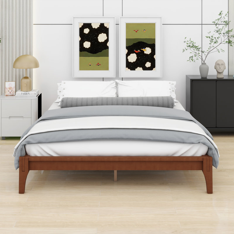 Solid Dry Bamboo Wood Platform Bed, Brown
