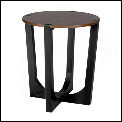 Table d'appoint en bois d'acacia massif, résistante aux intempéries et élégante pour une utilisation intérieure et extérieure, brun et noir
