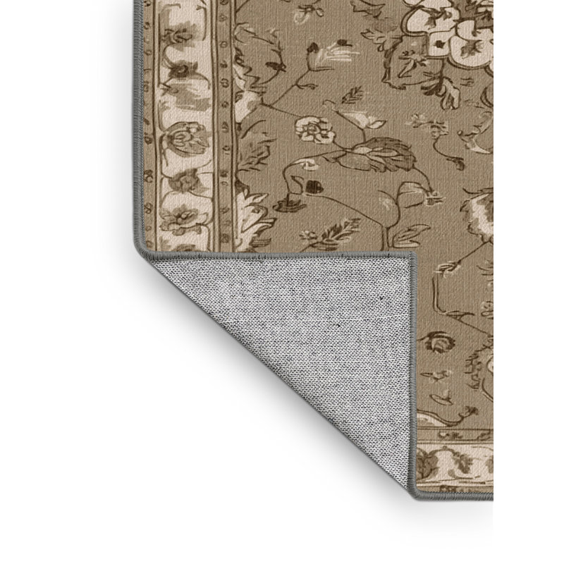 Tapis gris Tabriz lavable à la machine, Carré 6 pi