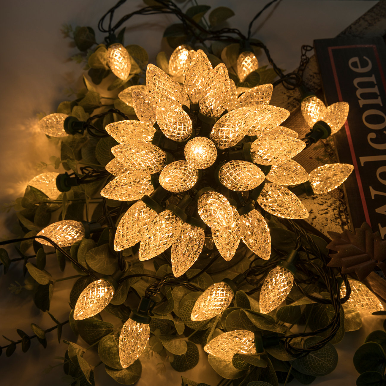C9 LED Christmas String Lights, Warm White, 100