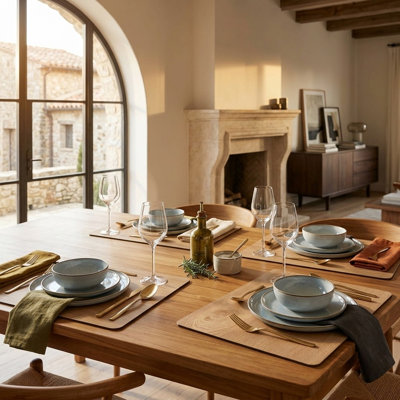 Elegant Oak Veneer Cork Placemats - Set of 4
