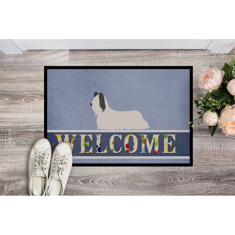 Tapis de porte pour l’extérieur antidérapant terrier welcome Skye, Rectangle 1 pi 6 po x 2 pi 3 po