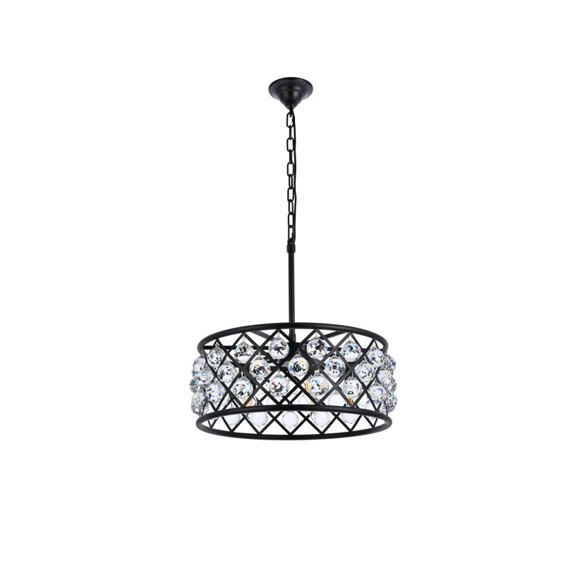 Madison 5 Lumière Tambour Pendentif, Clair comme de l'eau de roche, Mocha Brown
