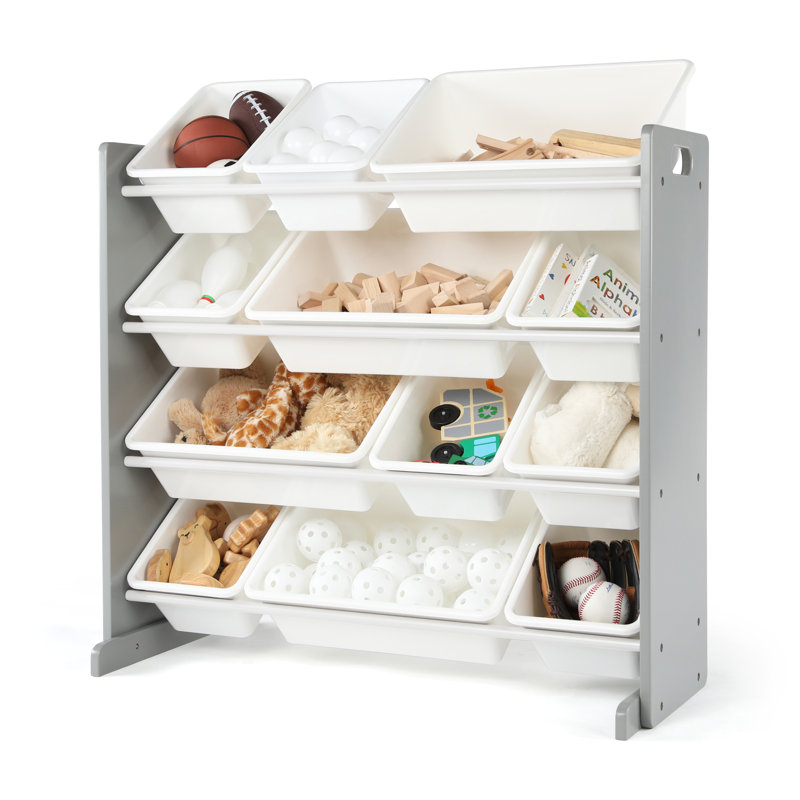 Organisateur de jouets avec bacs Rafael, Gris / Blanc
