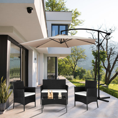 Latischa 4 Piece Rattan Sofa Seating Group with Cushions by Winston Porter