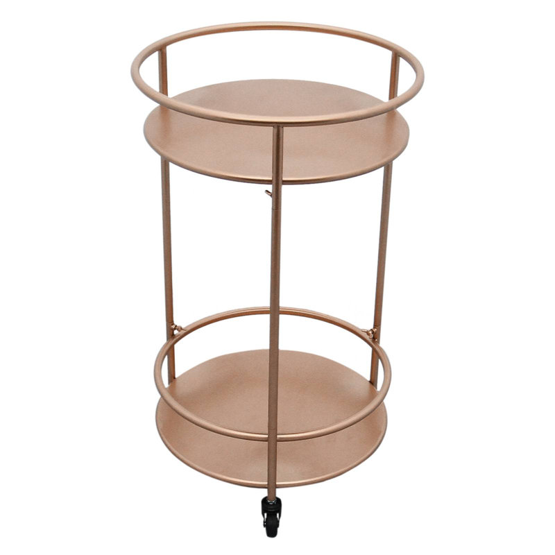 Shaler Metal Bar Cart, Rose Gold, Rose Gold