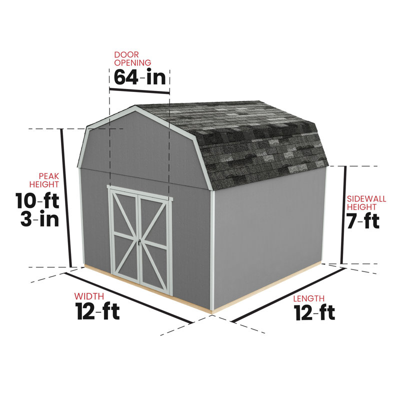 Hudson 12 ft. W x 12 ft. D Wood Storage Shed with Floor, No