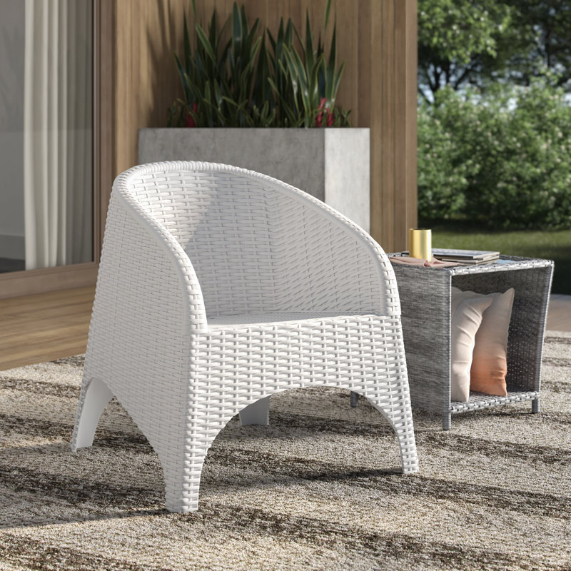 Chaise longue d'extérieur en osier Tomosuke, blanc