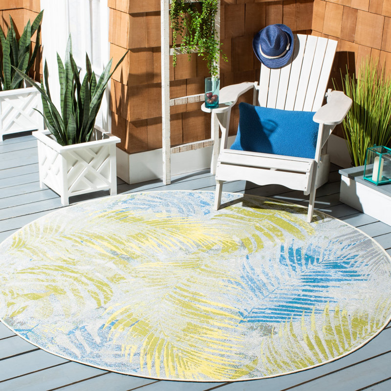 Lietz Performance Floral Indoor/Outdoor Area Rug, Round 6'7"