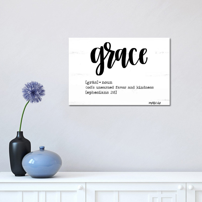 «Grace» par Imperfect Dust - reproduction d'art textuel sur toile tendue, H 18 po x l 12 po x 1,5 po