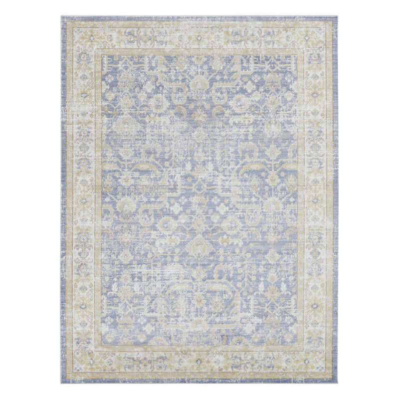 Brielle Traditional Bordered Low Pile Performance Area Rug, Rectangle 3'11" x 5'11"