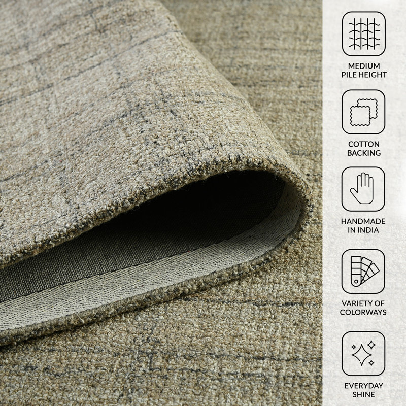 Hand Tufted Wool Plaid Indoor Rug, Rectangle 7'6" x 9'6"