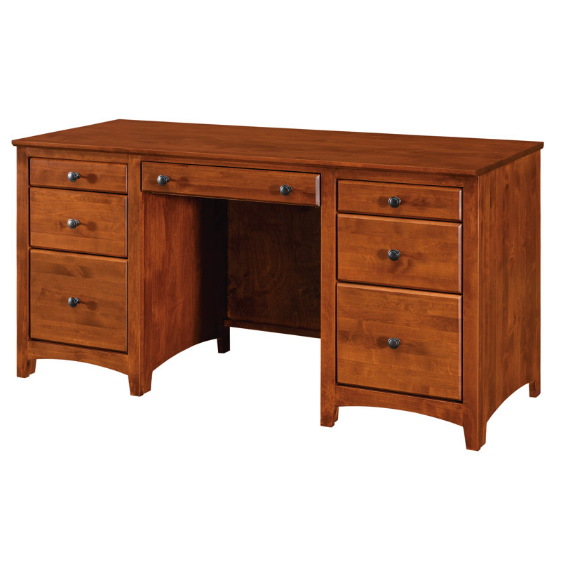 Malani Solid Wood Credenza Desk, Warm Cherry