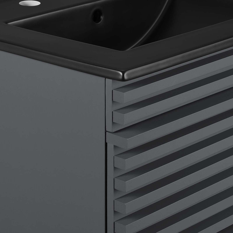 Meuble-lavabo mural 24 po Render, gris
