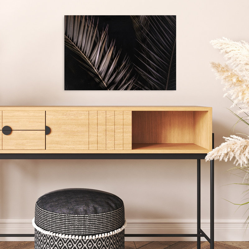 Palmier foncé foncé, palmier élégant abstrait, impression d'art mural tropical, 16" H x 24" W