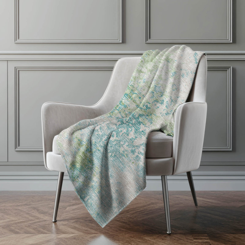 Addison Machine Washable Sherpa Soft Abstract Throw Blanket, Green